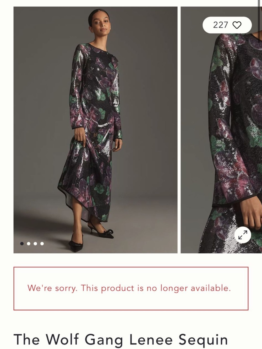 Anthropologie Black Multi Sequin Floral Long-Sleeve Dress